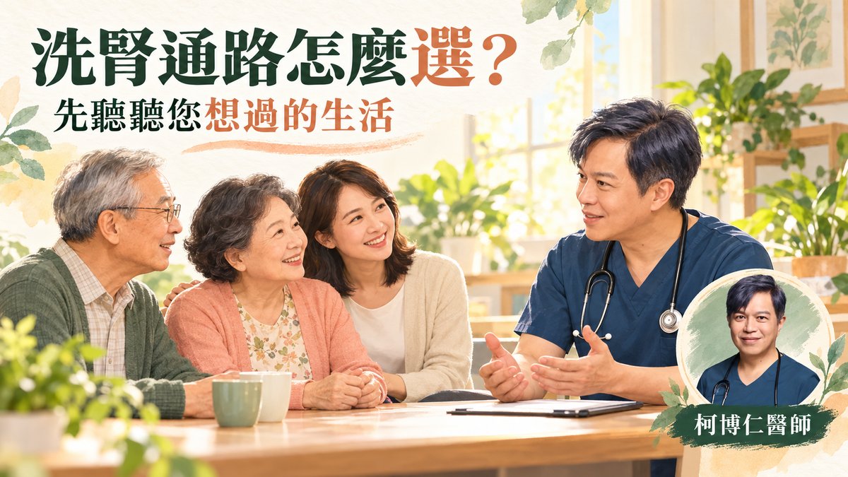 柯博仁醫師與長者及家人坐下討論洗腎通路，先傾聽病人的生活期望。